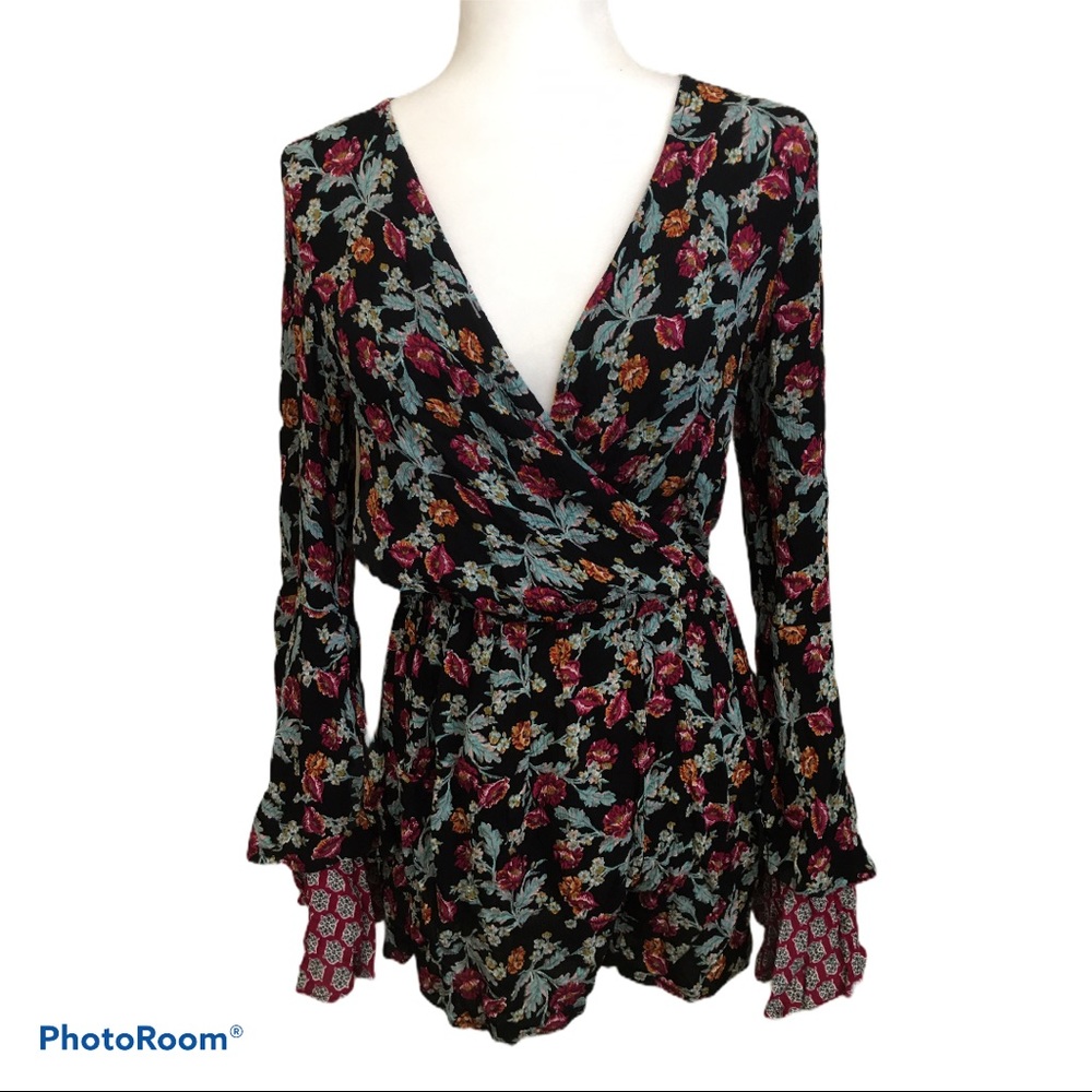 Xhilaration from Target Floral Bell Sleeve Romper
